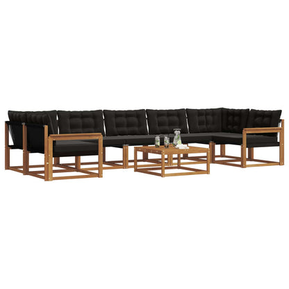 Set di divani da esterno con cuscino 8 pcs Naturale e Nero | homemem39