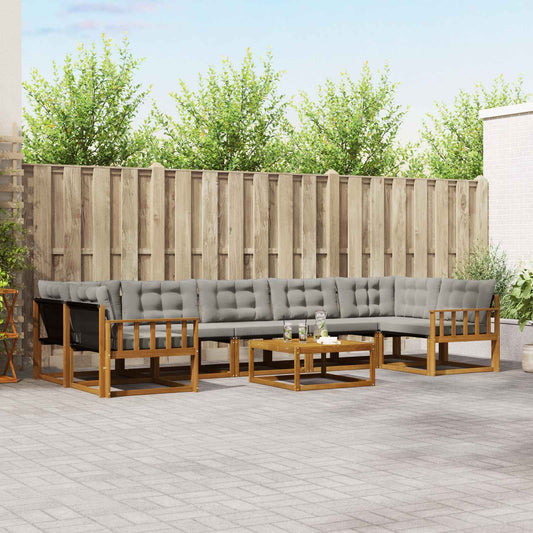 Set di divani da esterno 8 pcs Grigio Naturale e Chiaro | homemem39