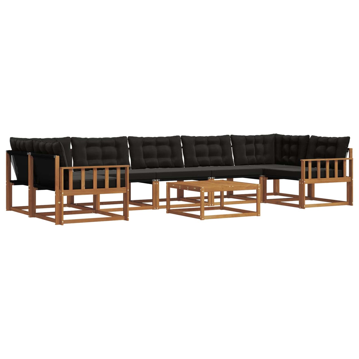 Set di divani da esterno con cuscino 8 pcs Naturale e Nero | homemem39