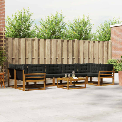 Set di divani da esterno con cuscino 8 pcs Naturale e Nero