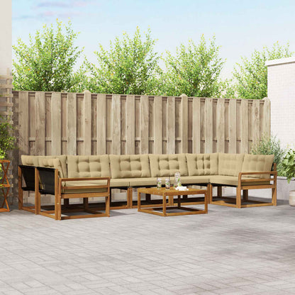 Set di divani da esterno con cuscino 8 pcs Naturale e Beige | homemem39