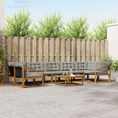 Set di divani da esterno 8 pcs Grigio Naturale e Chiaro
