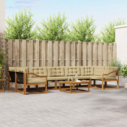 Set di divani da esterno con cuscino 8 pcs Naturale e Beige