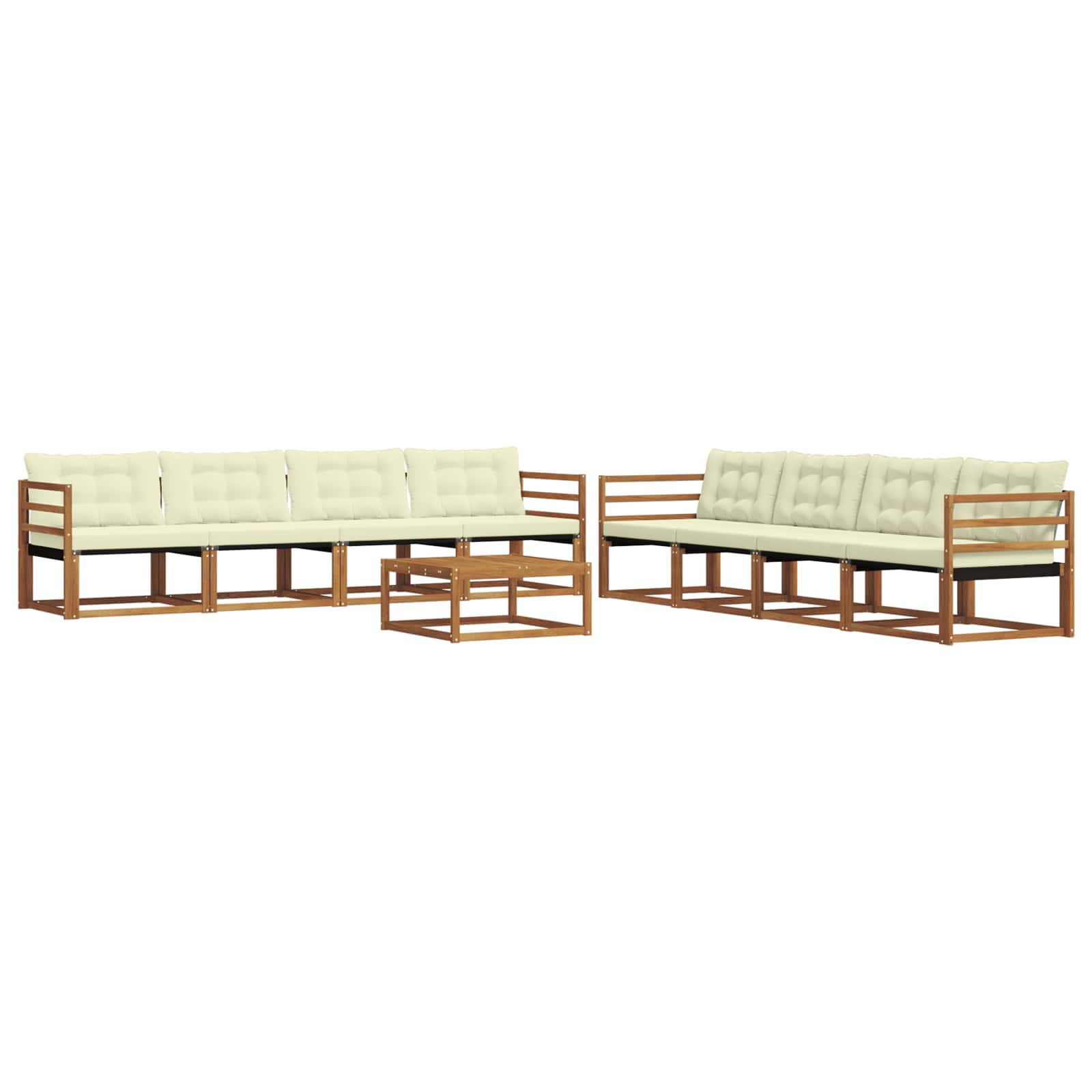 Set di divani da esterno con cuscino 9 pcs Naturale e Crema | homemem39