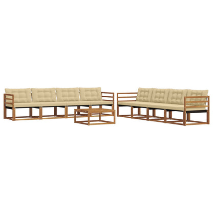 Set di divani da esterno con cuscino 9 pcs Naturale e Beige | homemem39