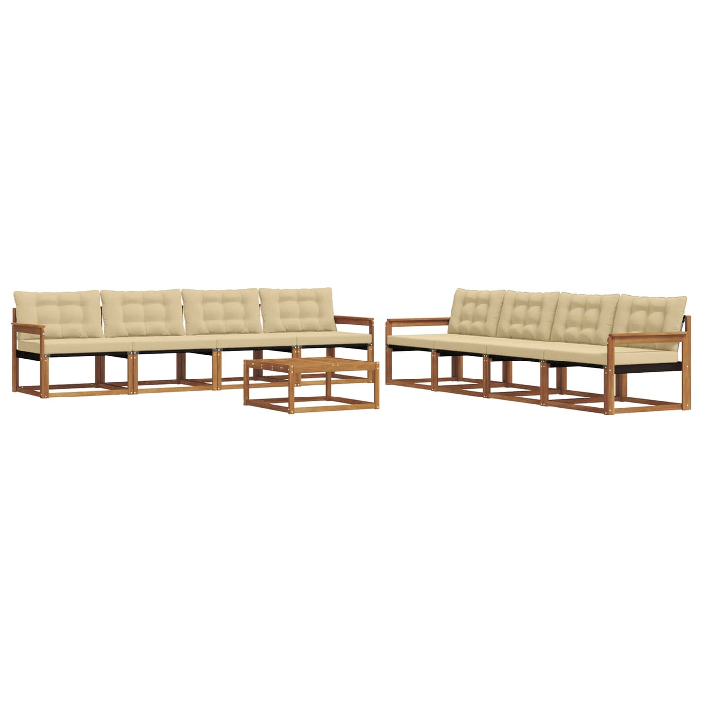 Set di divani da esterno con cuscino 9 pcs Naturale e Beige | homemem39