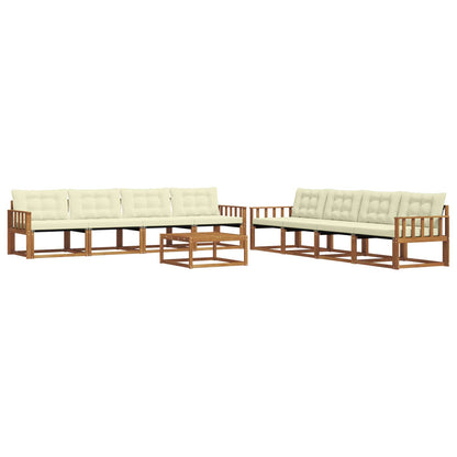 Set di divani da esterno con cuscino 9 pcs Naturale e Crema | homemem39