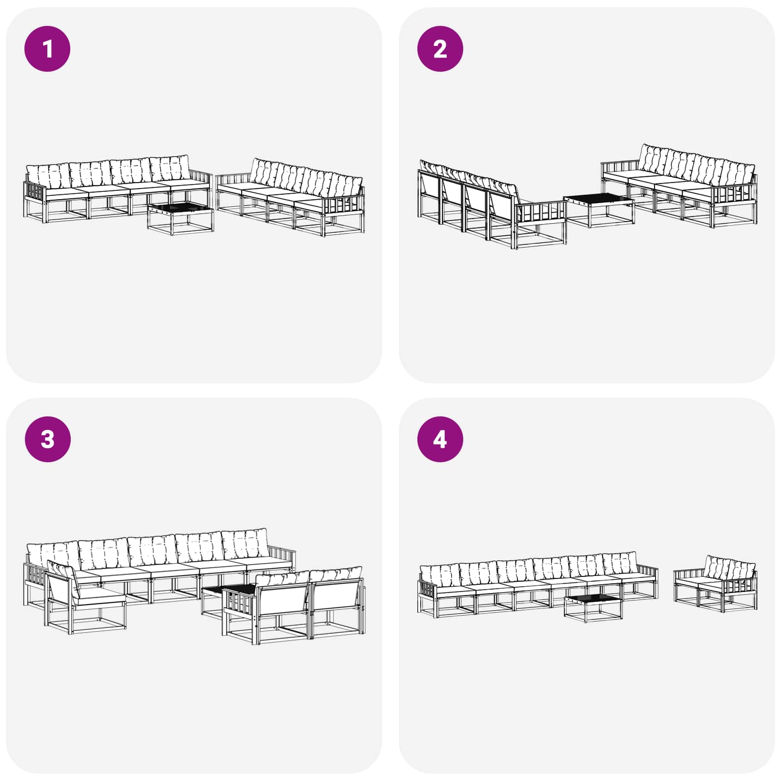 Set di divani da esterno 9 pcs Grigio Naturale e Chiaro | homemem39