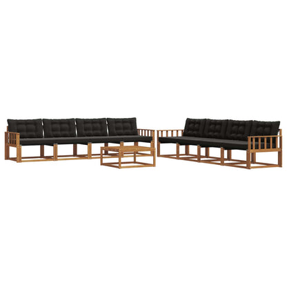 Set di divani da esterno con cuscino 9 pcs Naturale e Nero | homemem39