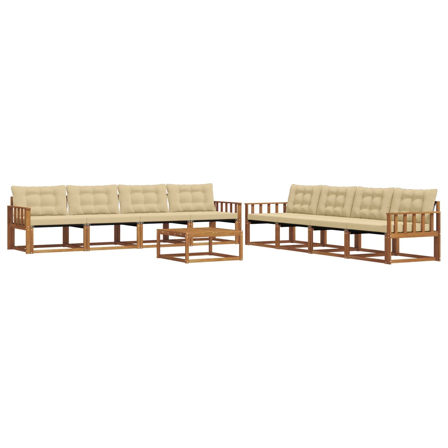 Set di divani da esterno con cuscino 9 pcs Naturale e Beige | homemem39