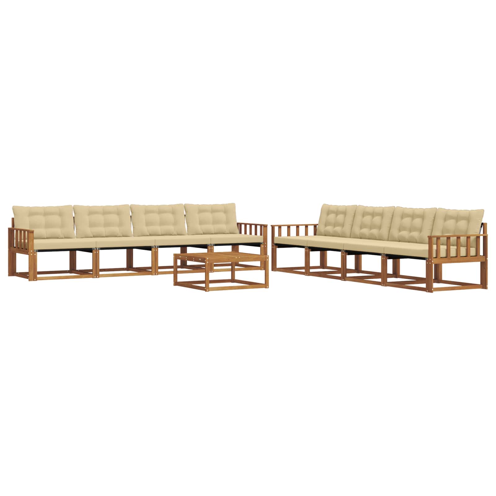 Set di divani da esterno con cuscino 9 pcs Naturale e Beige | homemem39