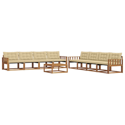 Set di divani da esterno con cuscino 9 pcs Naturale e Beige | homemem39
