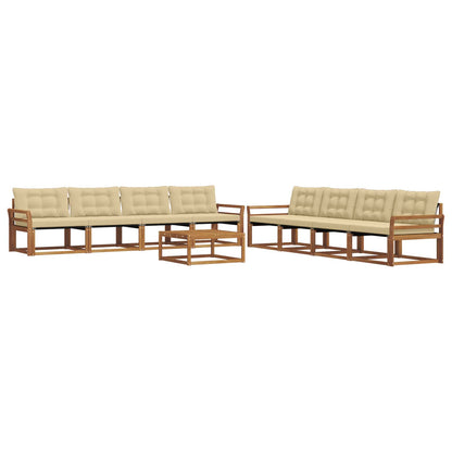 Set di divani da esterno con cuscino 9 pcs Naturale e Beige | homemem39