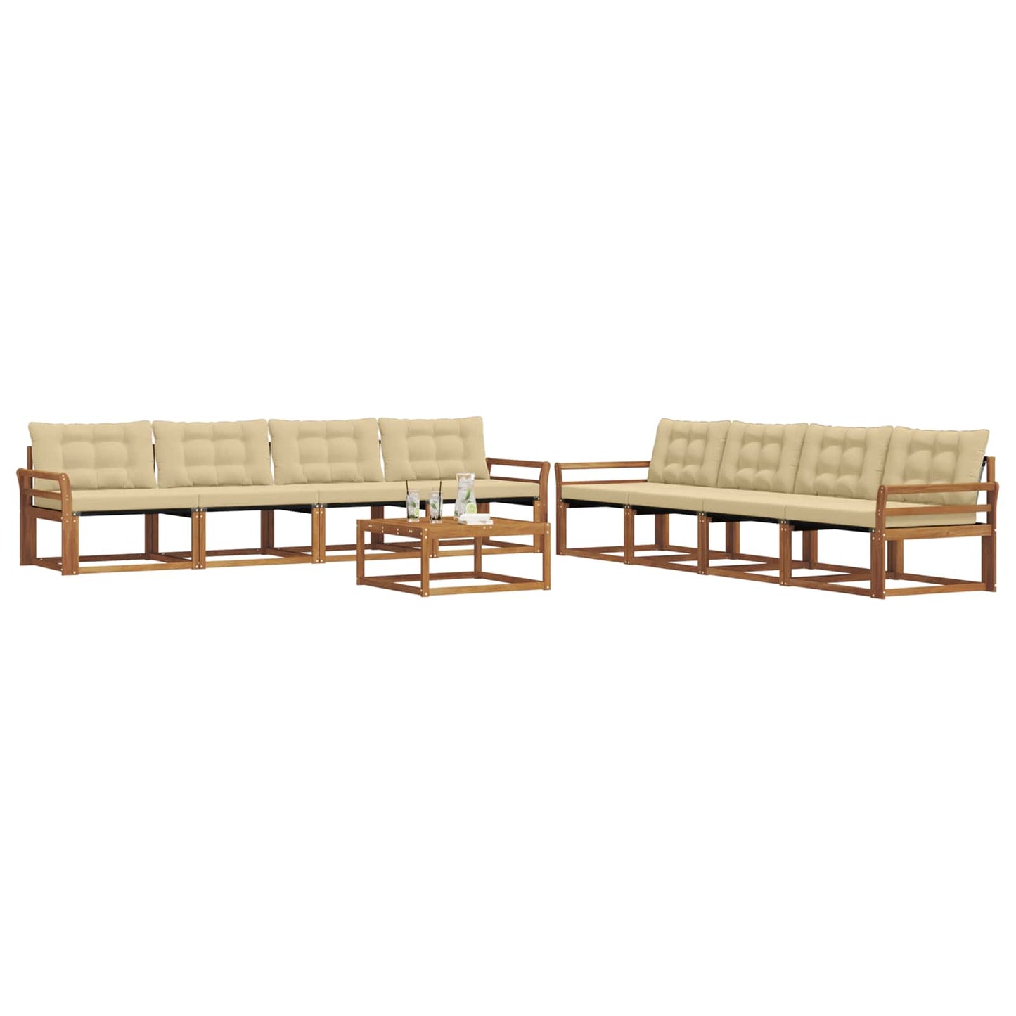 Set di divani da esterno con cuscino 9 pcs Naturale e Beige | homemem39