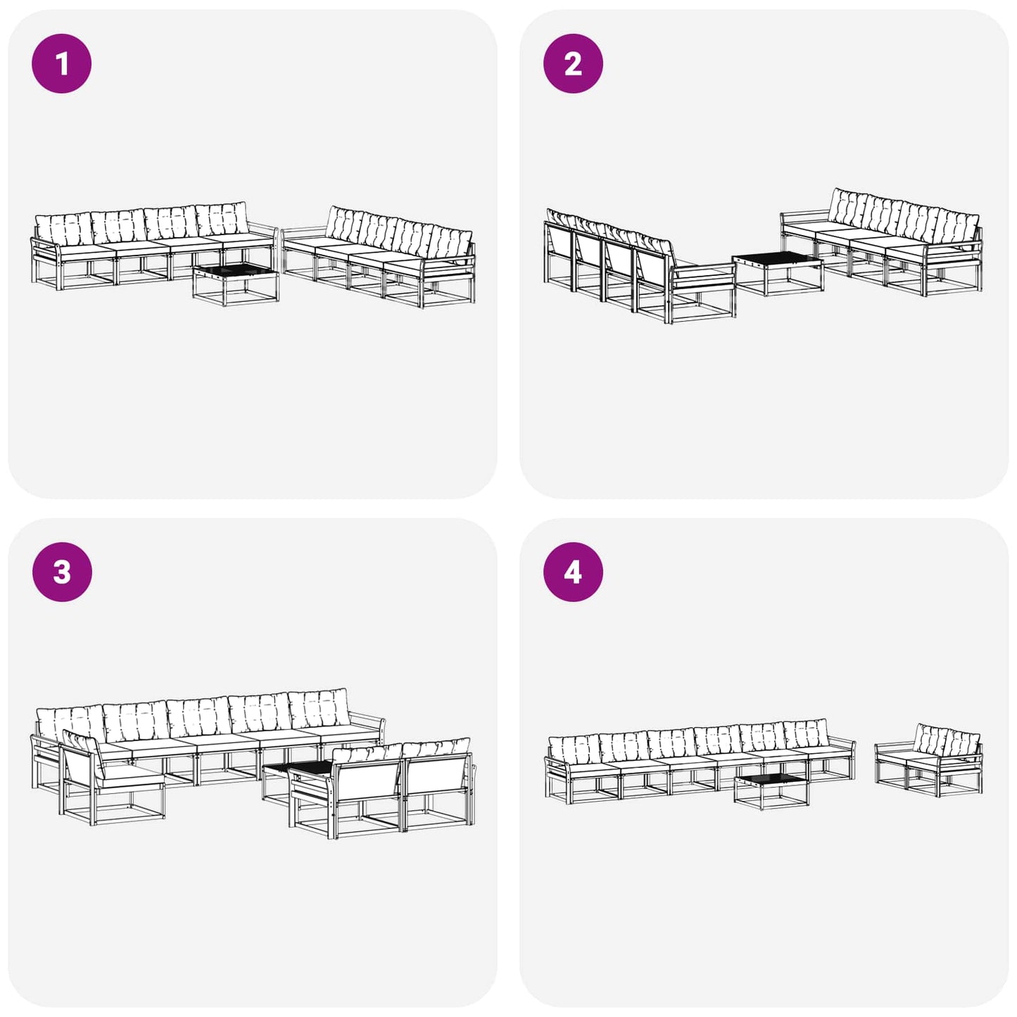 Set di divani da esterno con cuscino 9 pcs Naturale e Beige | homemem39