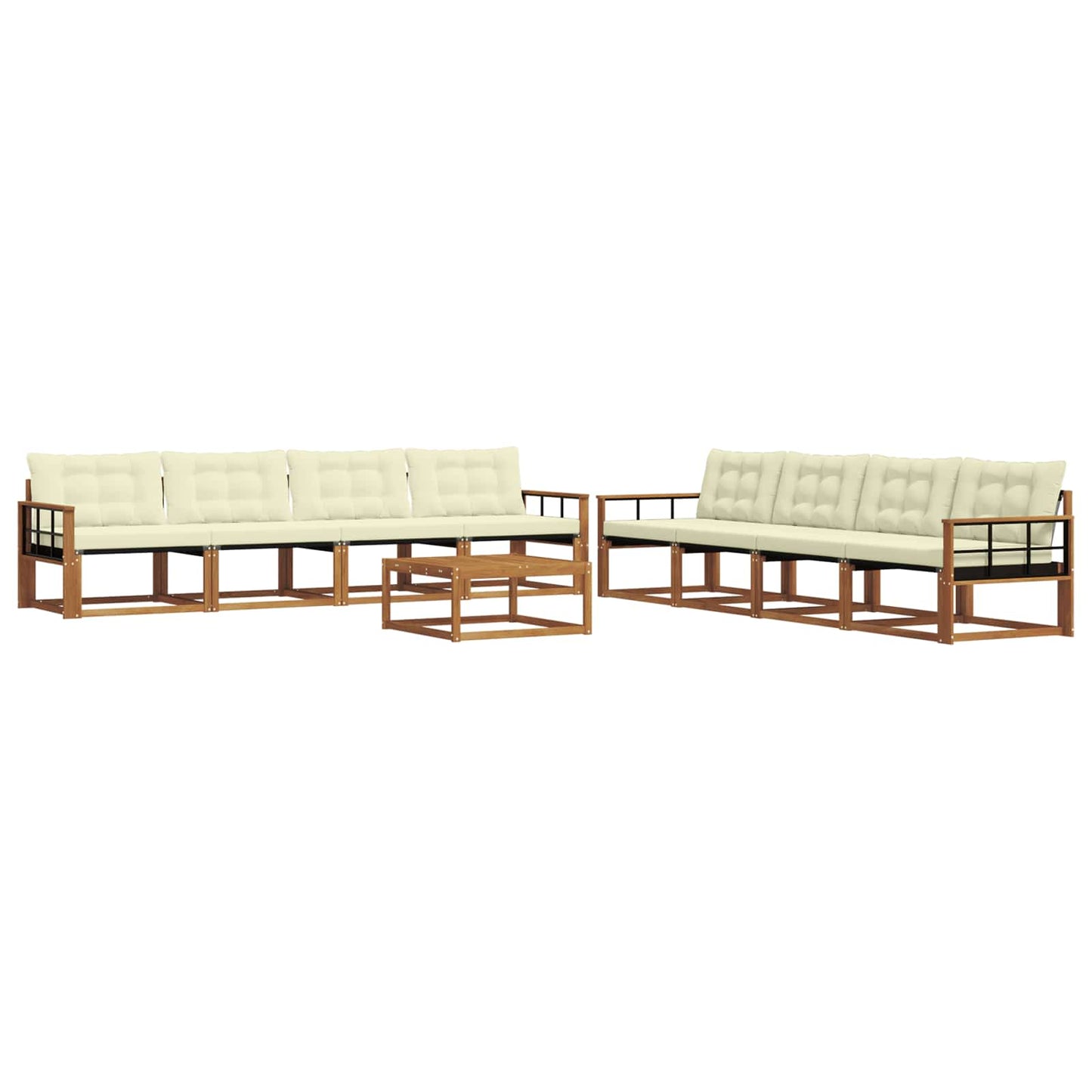 Set di divani da esterno con cuscino 9 pcs Naturale e Crema | homemem39