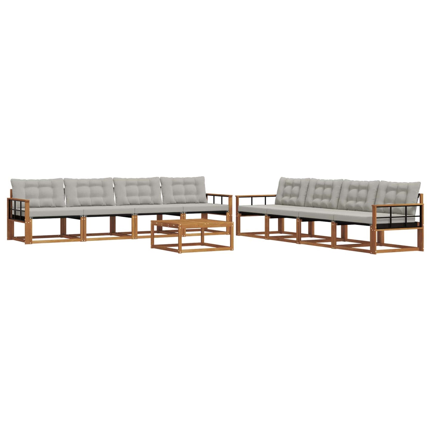 Set di divani da esterno 9 pcs Grigio Naturale e Chiaro
