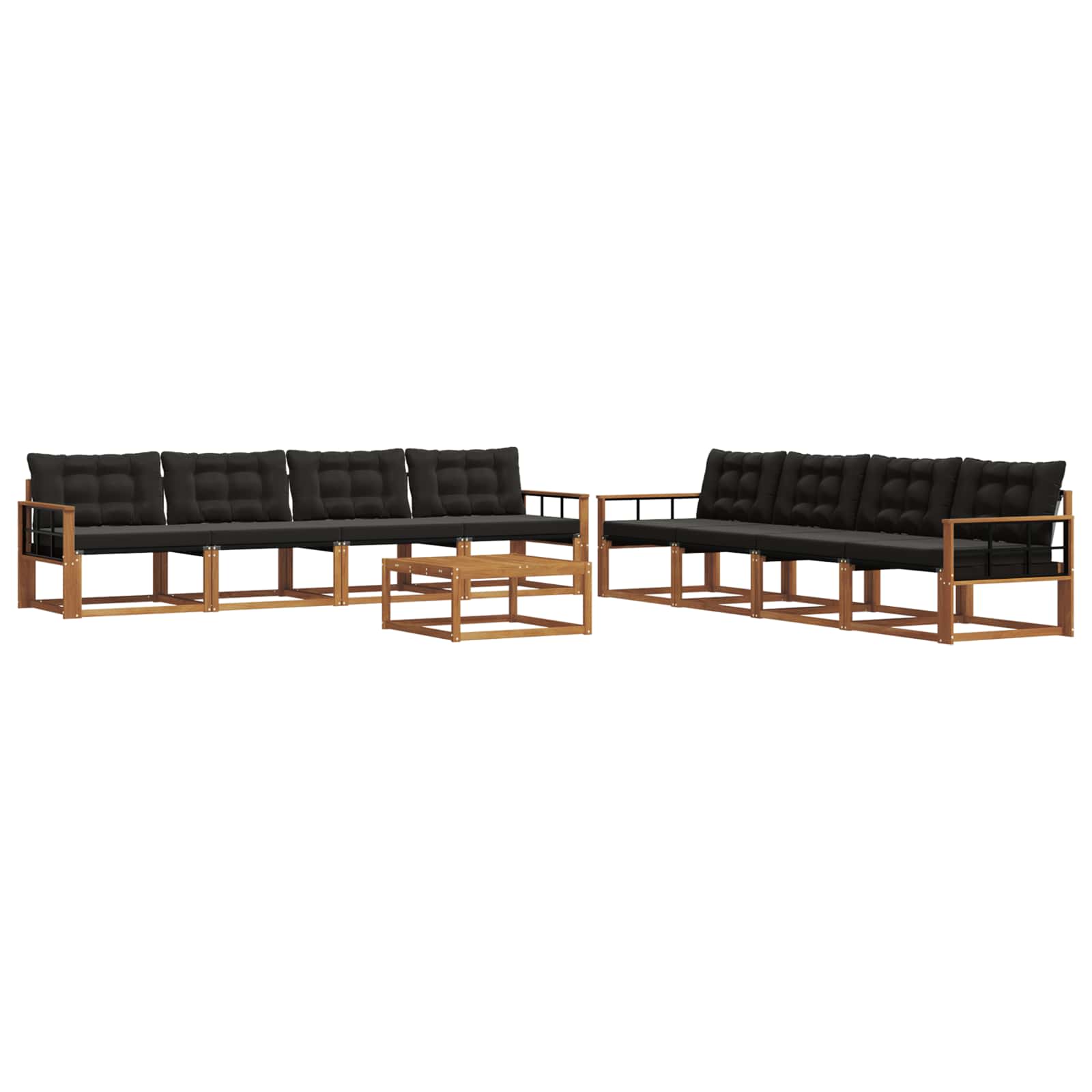 Set di divani da esterno con cuscino 9 pcs Naturale e Nero | homemem39