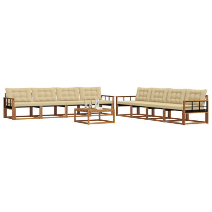 Set di divani da esterno con cuscino 9 pcs Naturale e Beige | homemem39
