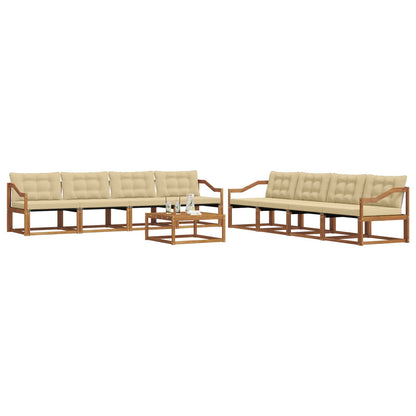 Set di divani da esterno con cuscino 9 pcs Naturale e Beige | homemem39