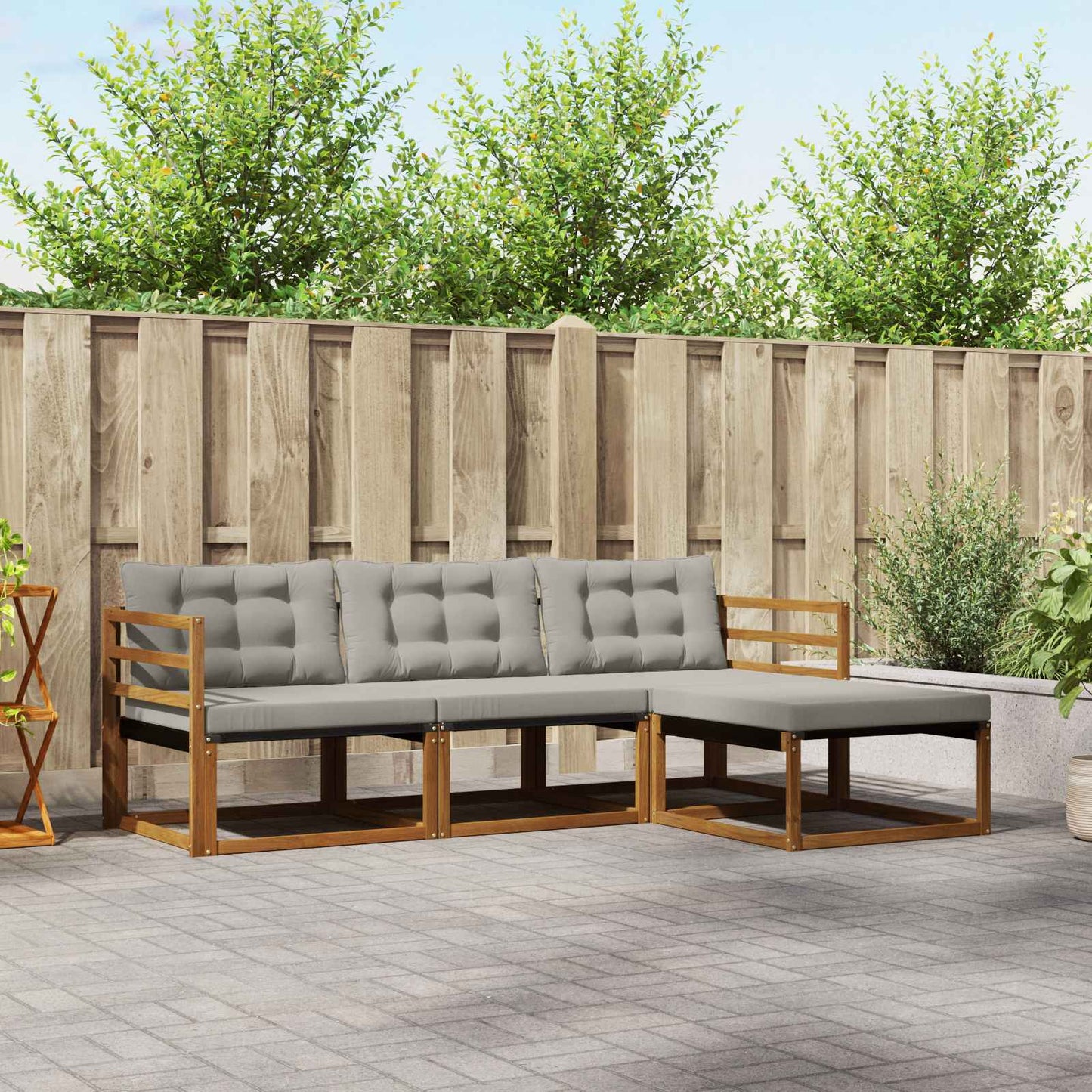 Set di divani da esterno 4 pcs Grigio Naturale e Chiaro | homemem39