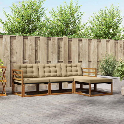 Set di divani da esterno con cuscino 4 pcs Naturale e Beige