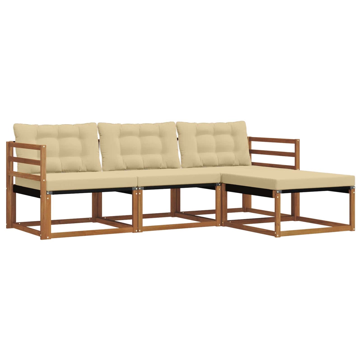 Set di divani da esterno con cuscino 4 pcs Naturale e Beige