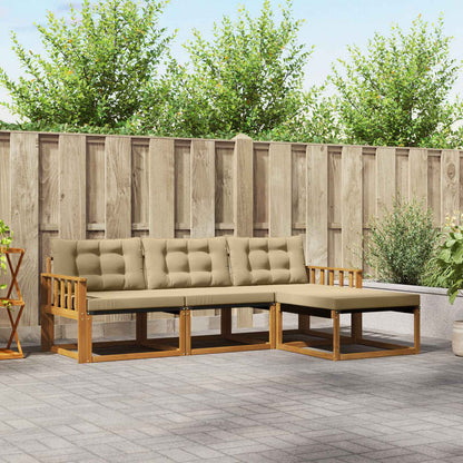 Set di divani da esterno con cuscino 4 pcs Naturale e Beige