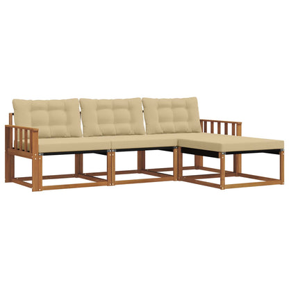 Set di divani da esterno con cuscino 4 pcs Naturale e Beige | homemem39