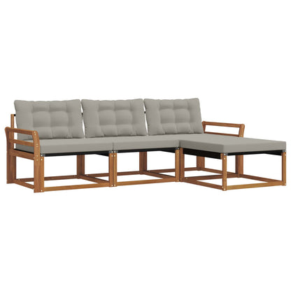 Set di divani da esterno 4 pcs Grigio Naturale e Chiaro | homemem39