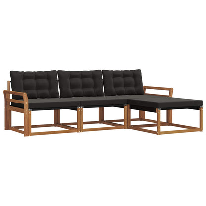 Set di divani da esterno con cuscino 4 pcs Naturale e Nero | homemem39