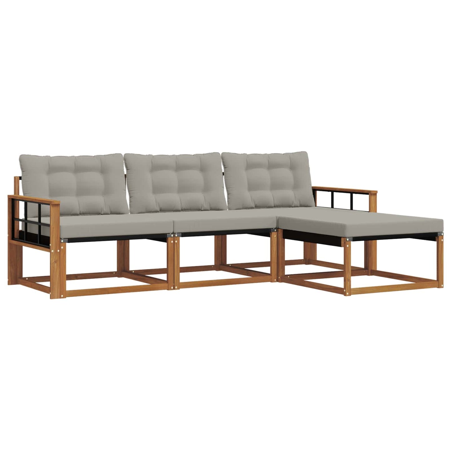 Set di divani da esterno 4 pcs Grigio Naturale e Chiaro | homemem39