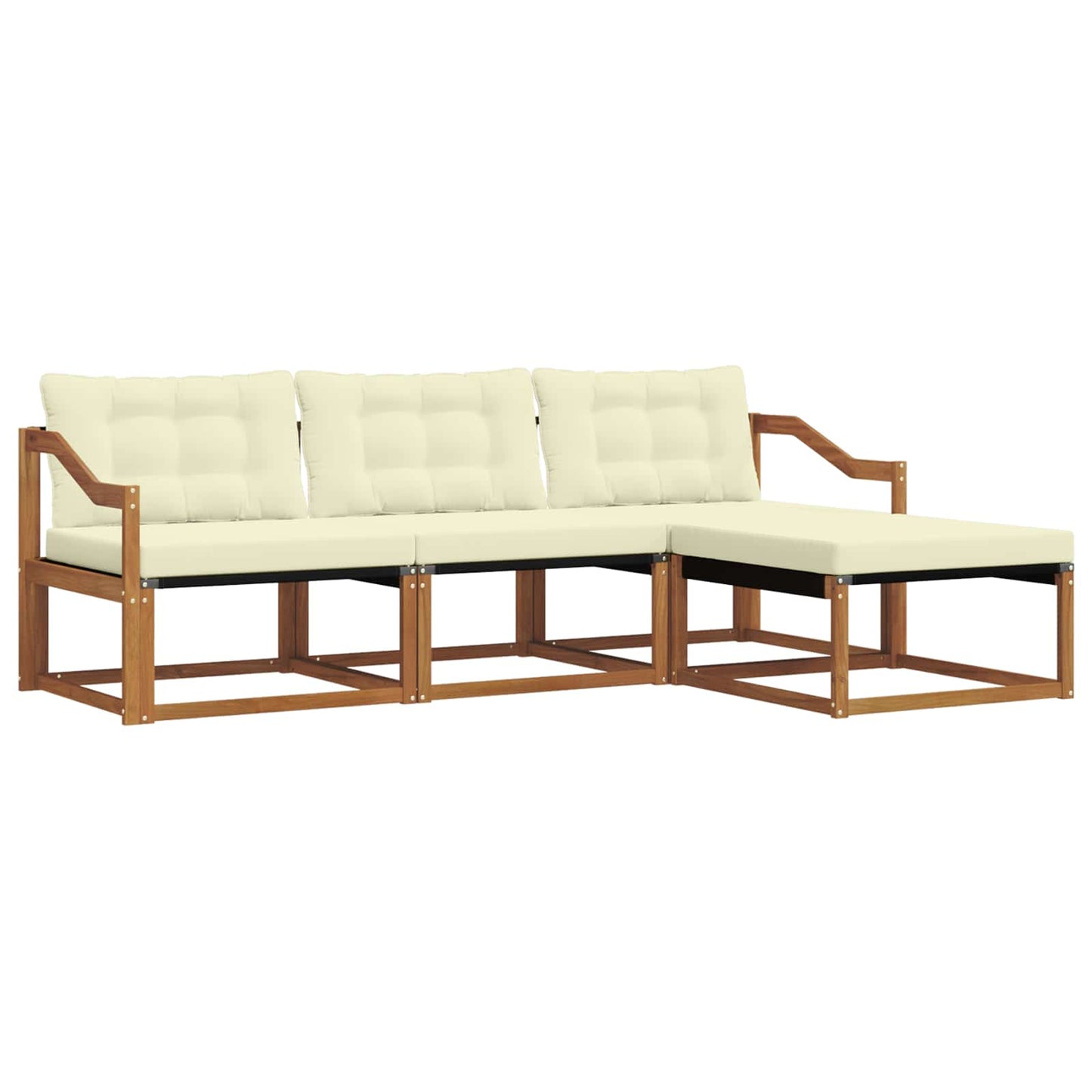 Set di divani da esterno con cuscino 4 pcs Naturale e Crema | homemem39