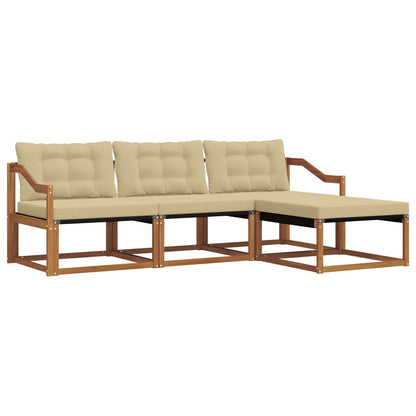 Set di divani da esterno con cuscino 4 pcs Naturale e Beige | homemem39