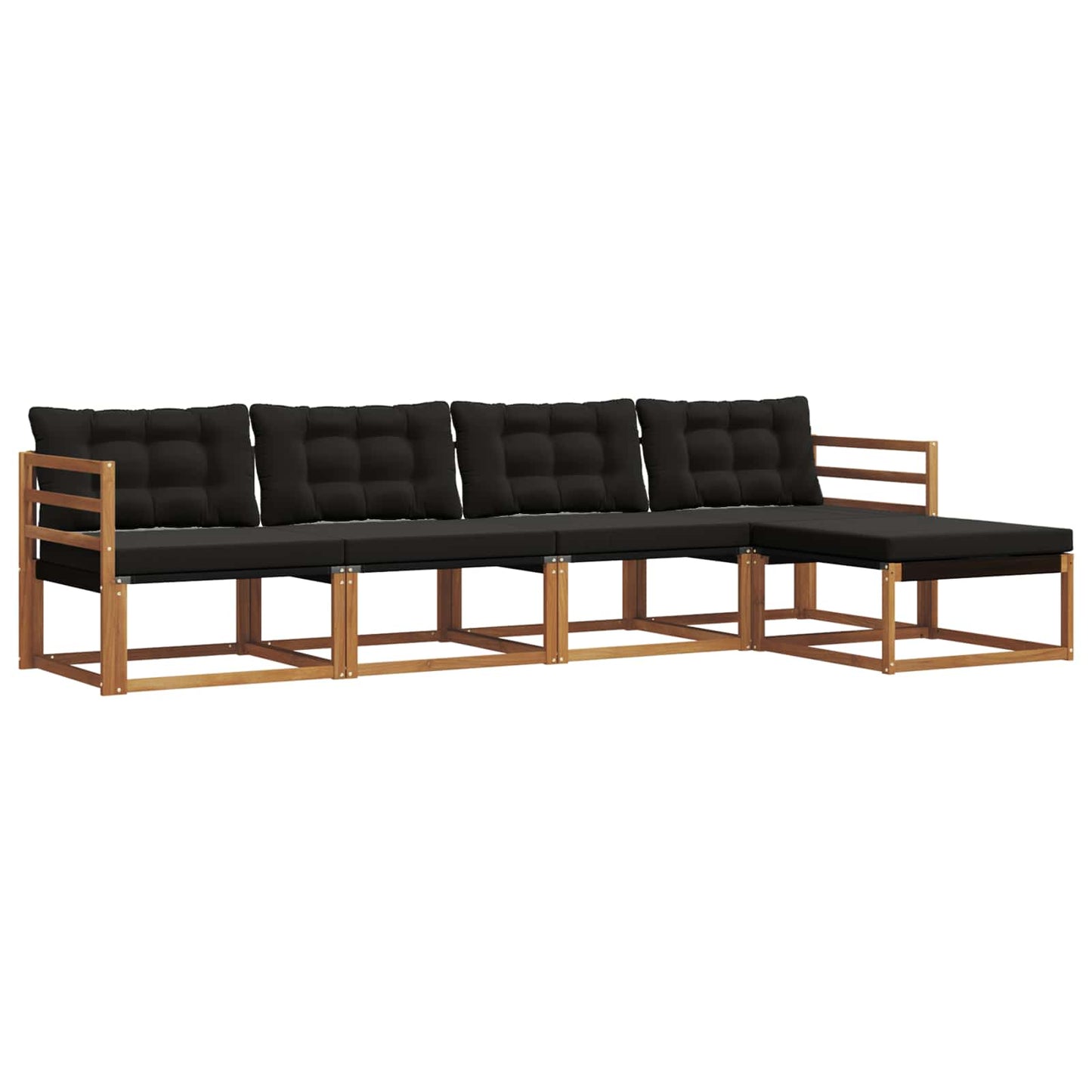 Set di divani da esterno con cuscino 5 pcs Naturale e Nero