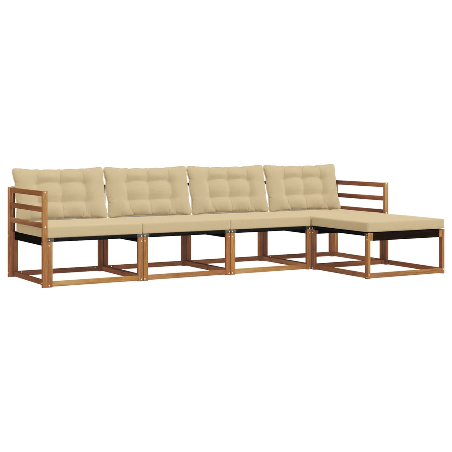 Set di divani da esterno con cuscino 5 pcs Naturale e Beige | homemem39