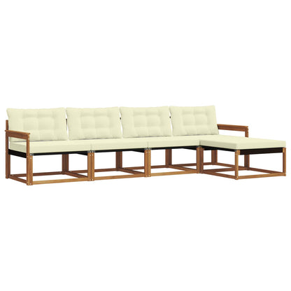 Set di divani da esterno con cuscino 5 pcs Naturale e Crema