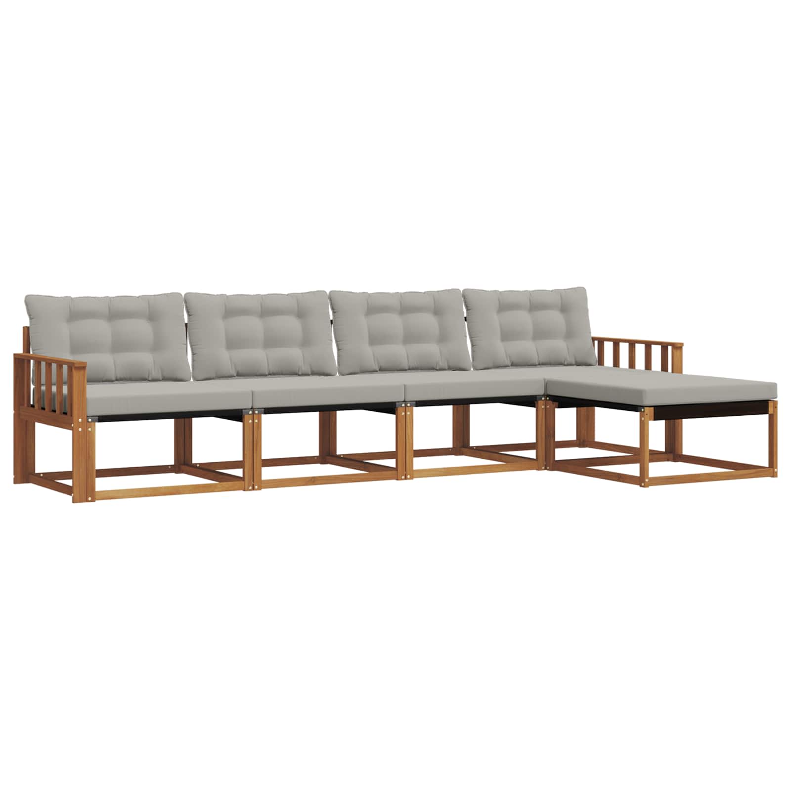 Set di divani da esterno 5 pcs Grigio Naturale e Chiaro | homemem39