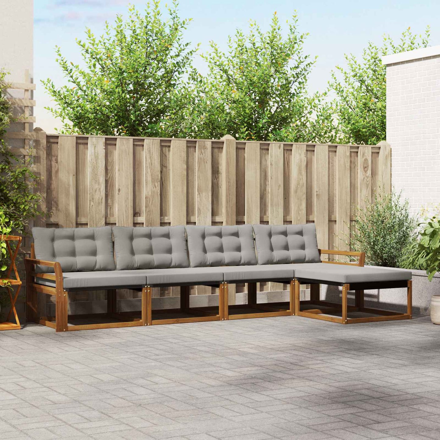Set di divani da esterno 5 pcs Grigio Naturale e Chiaro | homemem39
