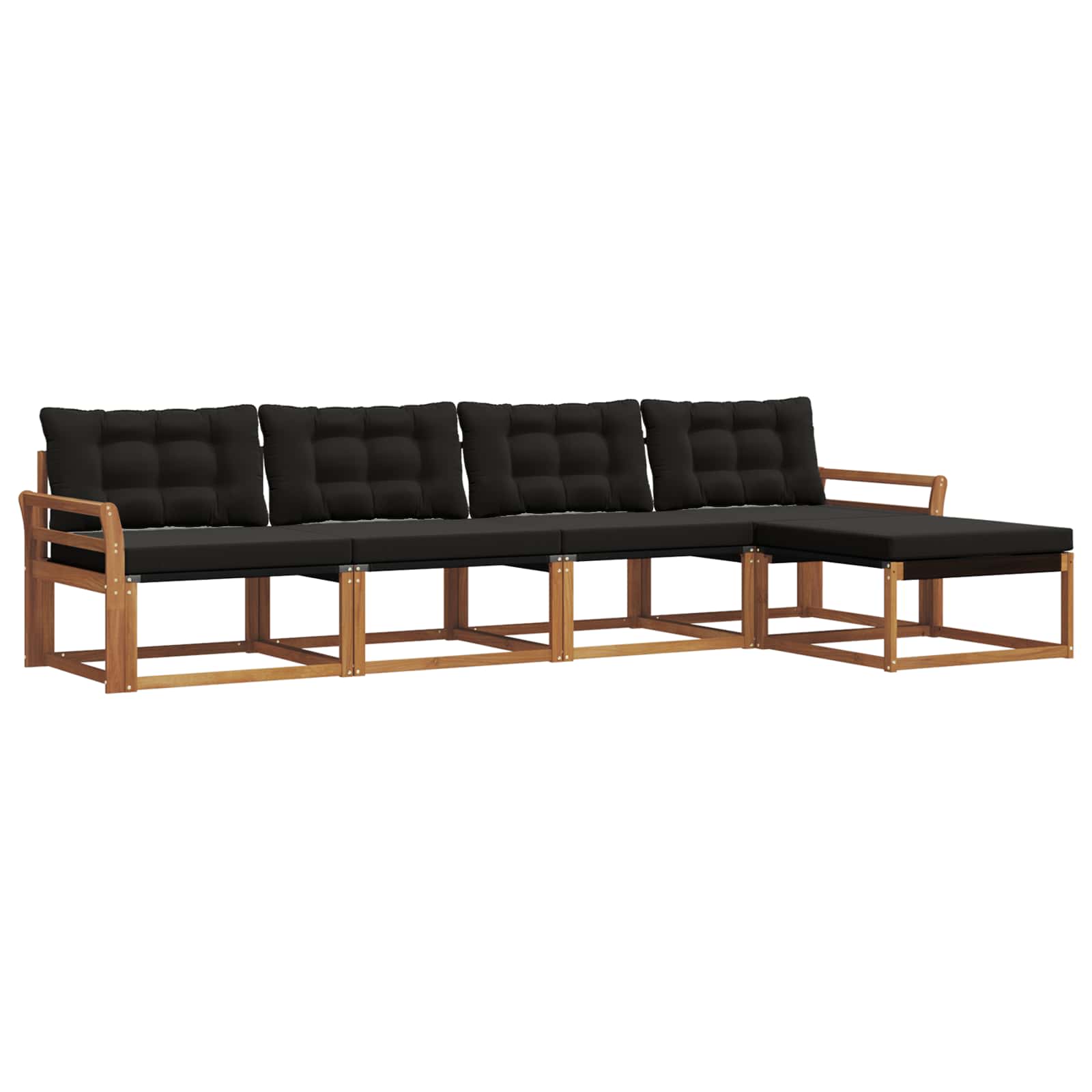 Set di divani da esterno con cuscino 5 pcs Naturale e Nero | homemem39