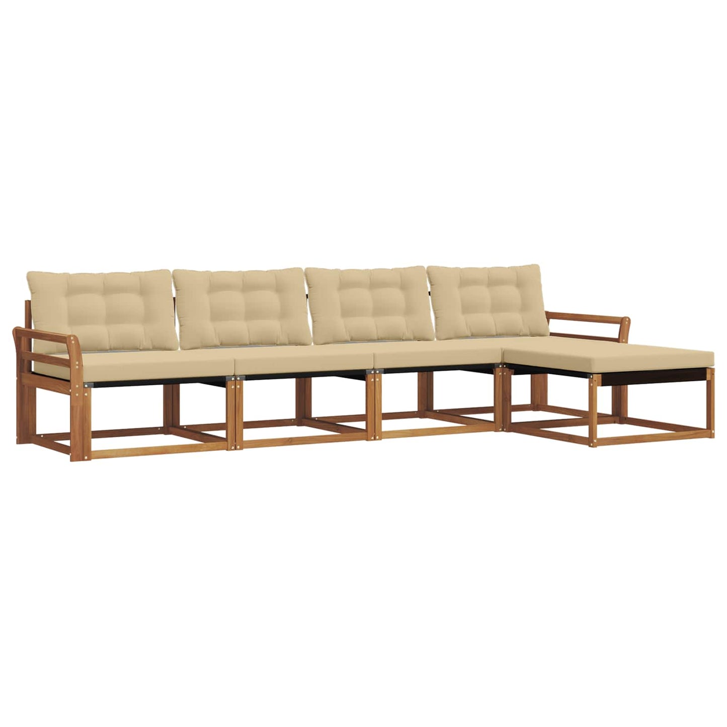Set di divani da esterno con cuscino 5 pcs Naturale e Beige | homemem39