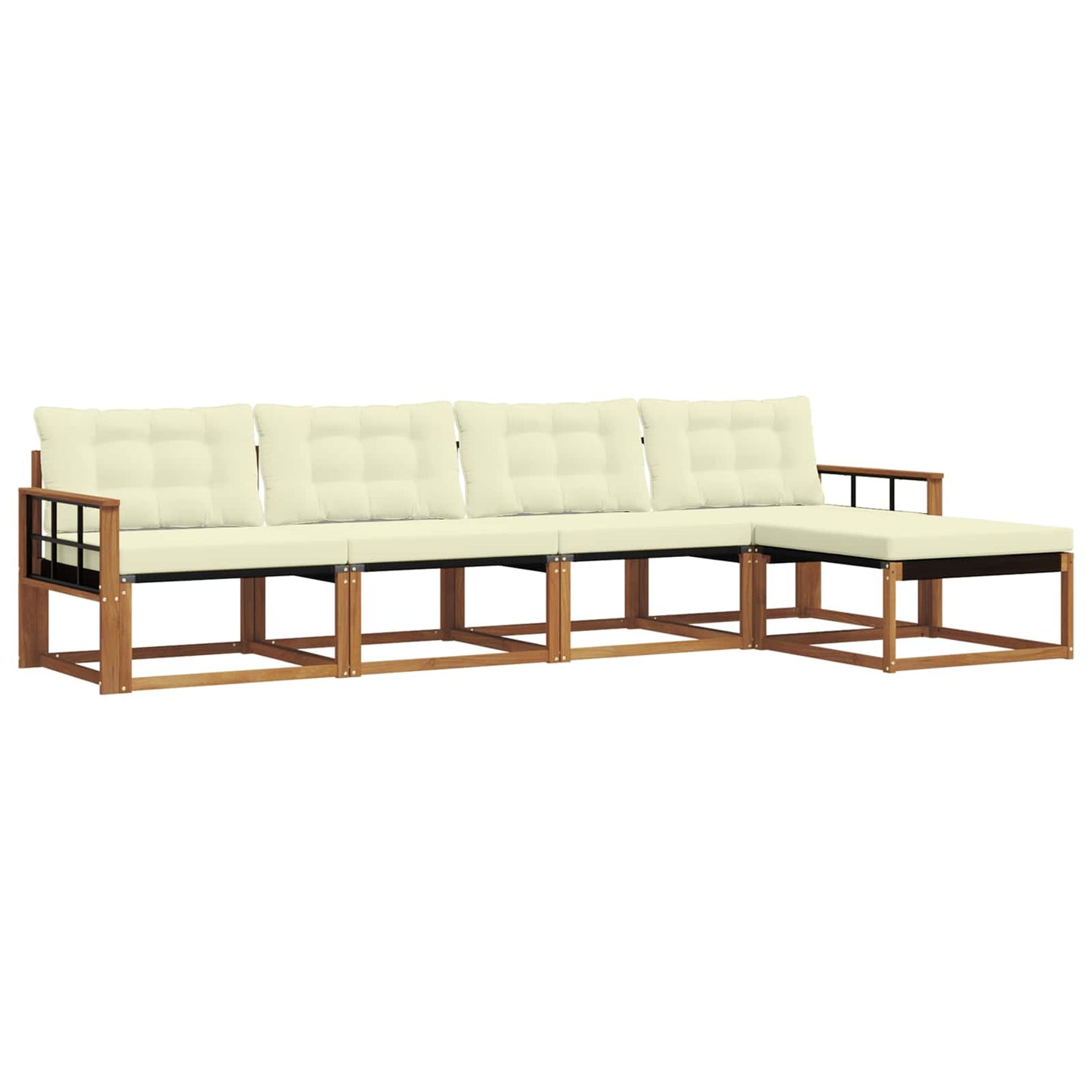Set di divani da esterno con cuscino 5 pcs Naturale e Crema | homemem39