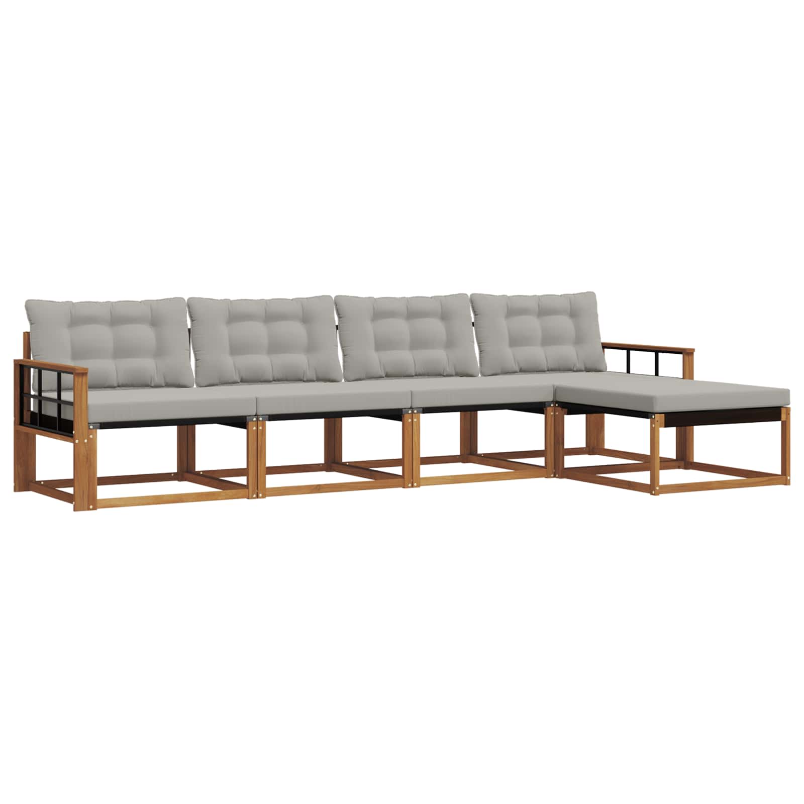 Set di divani da esterno 5 pcs Grigio Naturale e Chiaro | homemem39