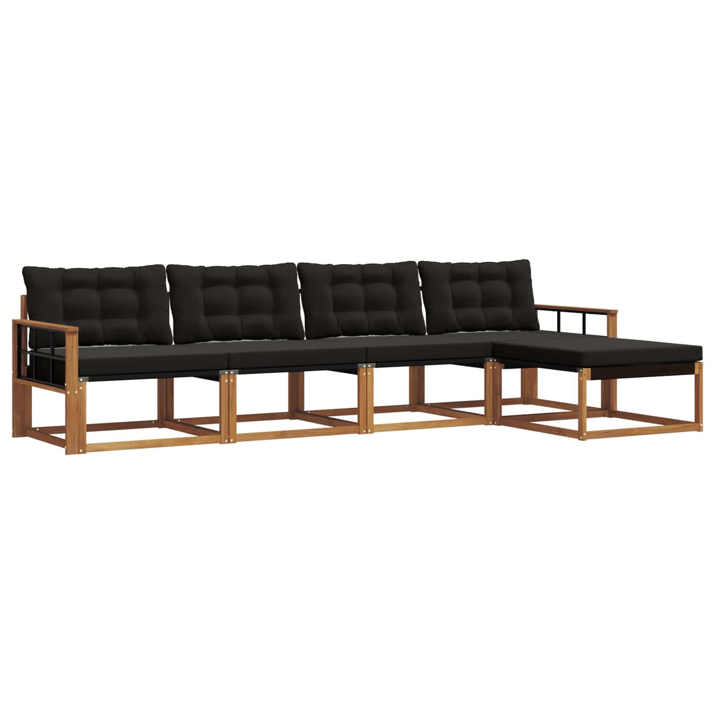 Set di divani da esterno con cuscino 5 pcs Naturale e Nero | homemem39
