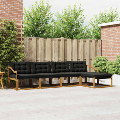 Set di divani da esterno con cuscino 5 pcs Naturale e Nero | homemem39