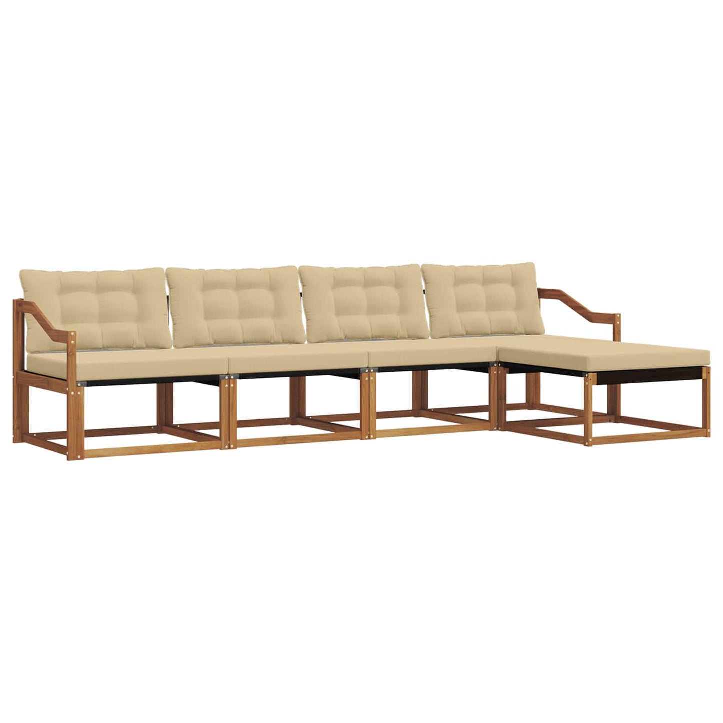 Set di divani da esterno con cuscino 5 pcs Naturale e Beige | homemem39