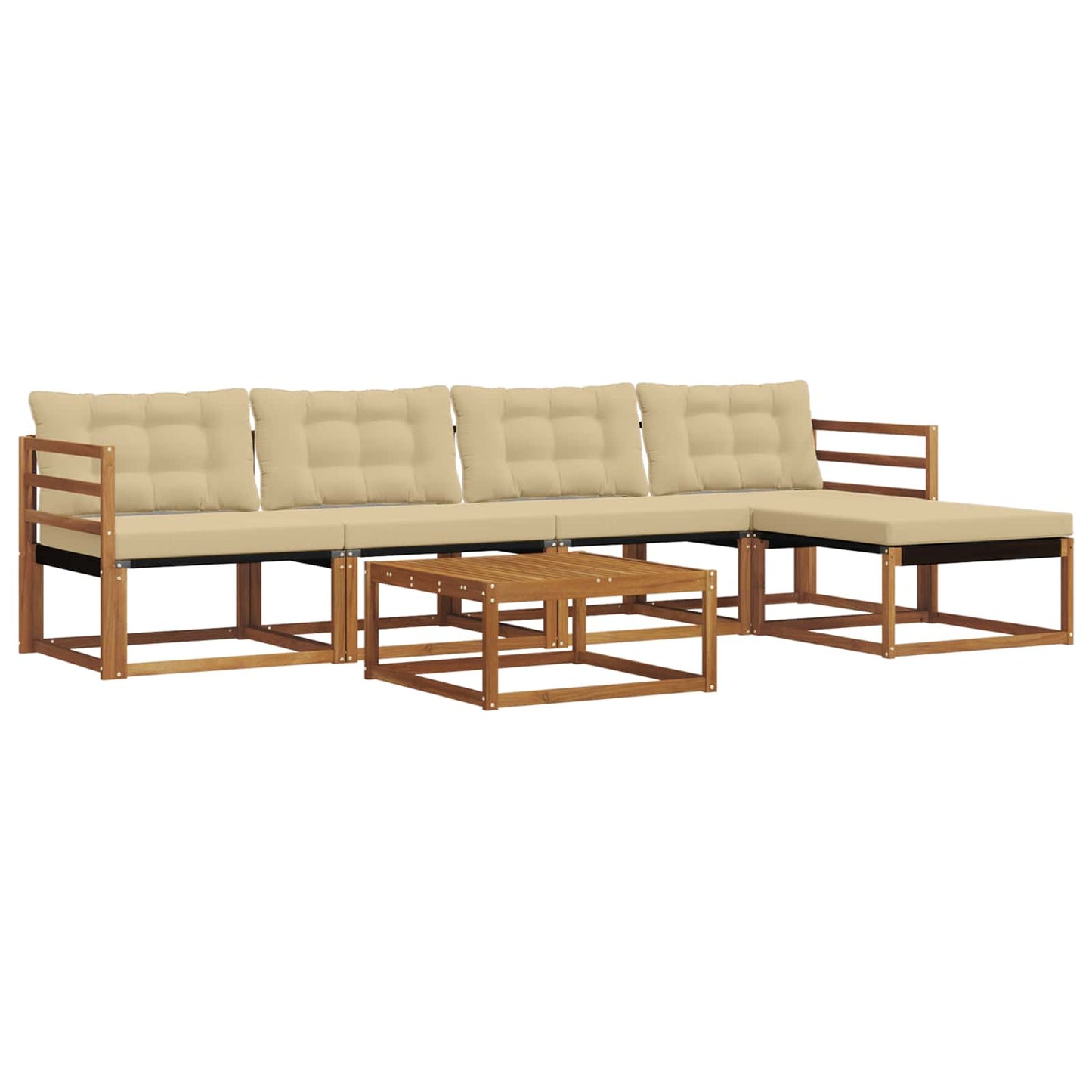 Set di divani da esterno con cuscino 6 pcs Naturale e Beige | homemem39