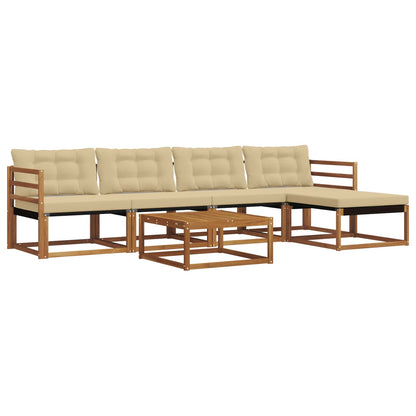 Set di divani da esterno con cuscino 6 pcs Naturale e Beige | homemem39