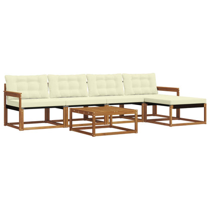 Set di divani da esterno con cuscino 6 pcs Naturale e Crema | homemem39