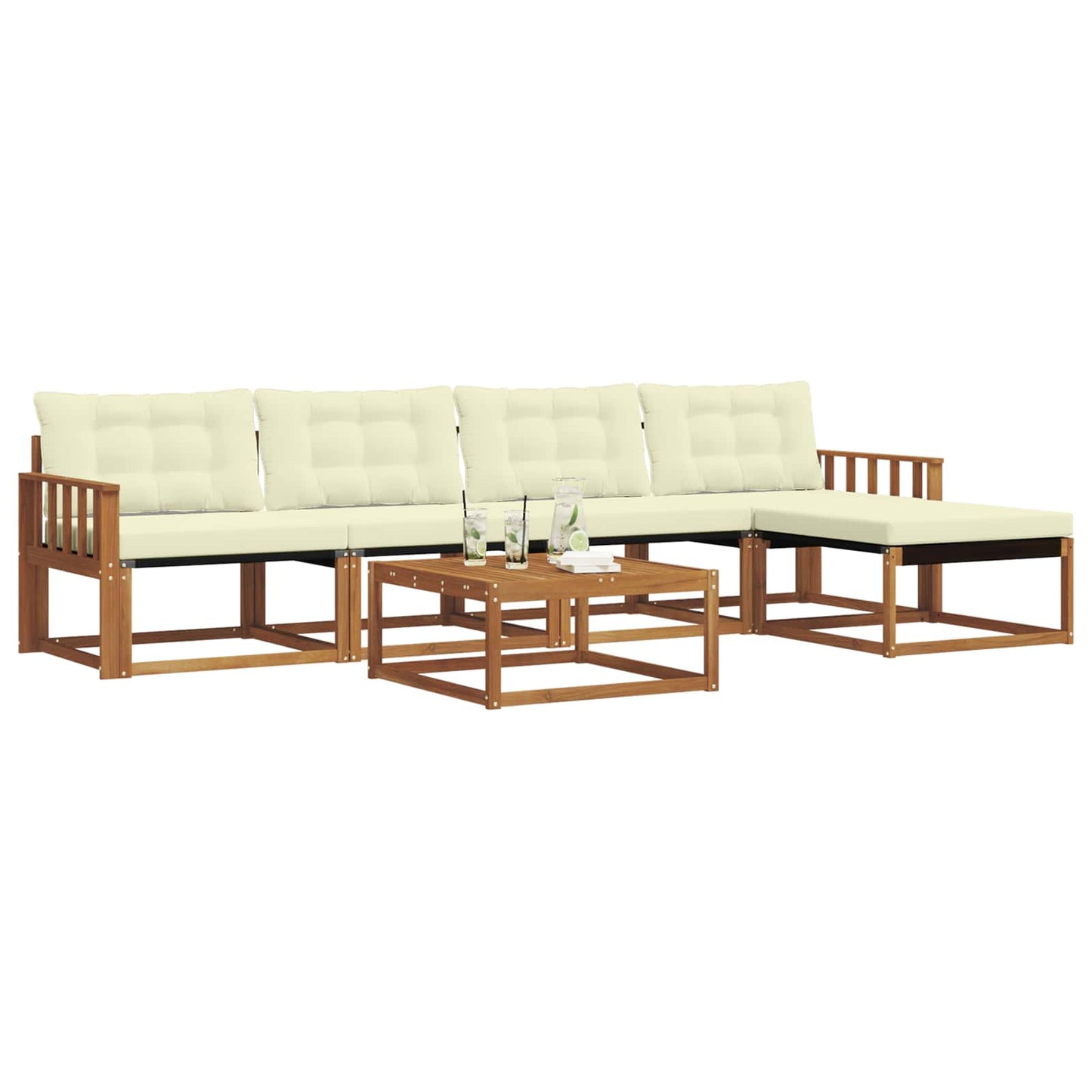 Set di divani da esterno con cuscino 6 pcs Naturale e Crema | homemem39